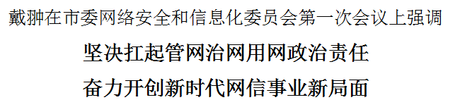 戴翀在市委网络安全和信息化委员会第一次会议上强调